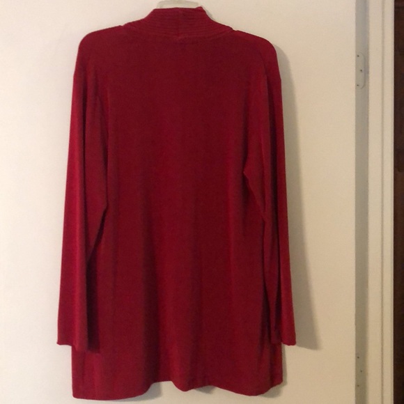 Chicos travelers sz 2 deep red open long jacket - Picture 3 of 4